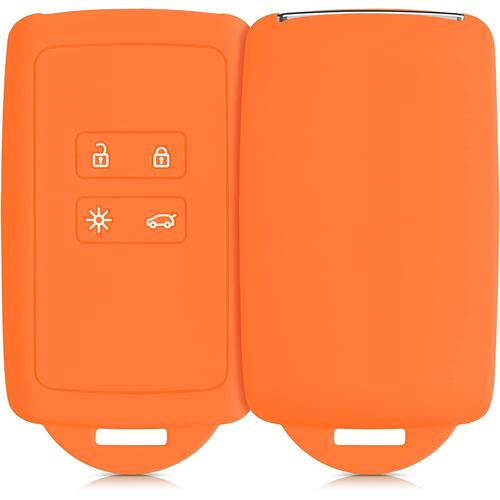 Orange Accessoire clé de Voiture Compatible avec Renault Smart Key 4-Bouton  (Keyless Go Uniquement) - Coque en Silicone Souple avec Embout Porte-Clé -  Bleu foncé
