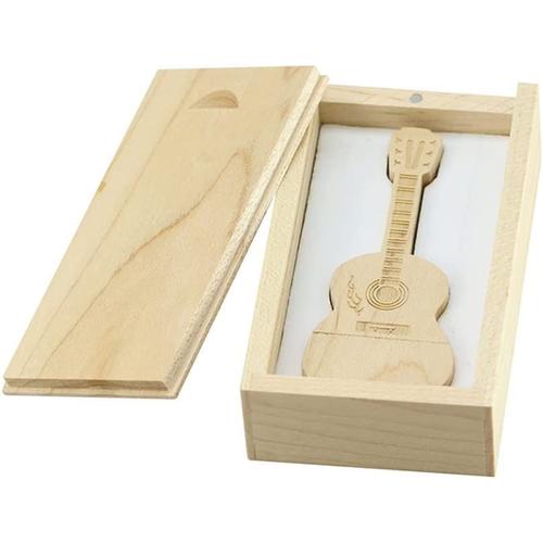 32 Go Clés USB - Mini clé USB 2.0 Guitare en Bois véritable avec Forme de boîte Clé USB en Bois d'érable - Fichier de Transfert de données de clé USB -