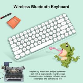 Souris de clavier sans fil rose, 2.4ghz Usb Mini machine à écrire Clavier  sans fil rose avec 84 keycaps ronds rétro, clavier et souris sans fil  mignons Fo