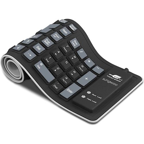 Clavier pliable en silicone USB filaire étanche Rollup Keyboard pour ordinateur portable PC noir gris