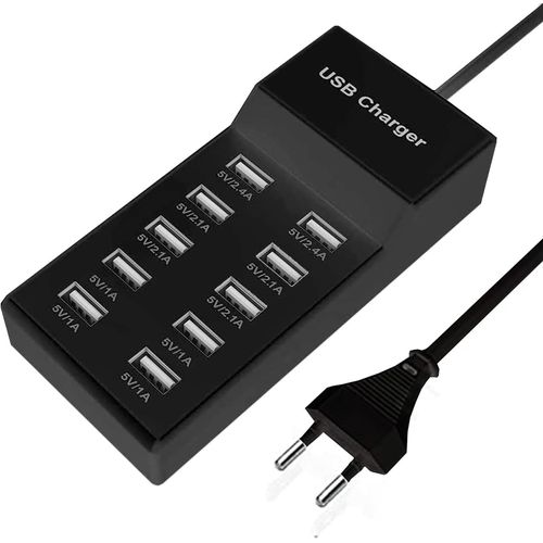 Chargeur Usb Multiple, Chargeur Usb 10 Ports Alimentation Usb Station De Charge Multi-Ports 40w Hub Usb Compatible Avec Iphone 12/13/14/15/16/Samsung S22/S23/S24/Z Flod/Z Flip/Xiaomi/Oppo/Oneplus