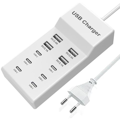 Station De Charge Usb C, Station De Charge Usb À 10 Ports Avec 6 Ports Usb-C, Chargeur Usb Multi-Ports De 50 W Compatible Avec Iphone 12/13/14/15/16/Samsung S24/S23/S22/Téléphones Tablettes Et Montres