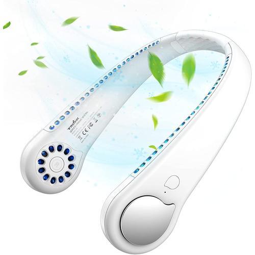 Portable USB Ventilateur de cou sans lame Silencieux avec flux d’air à 360°, personnel Mini Mobile Collier Ventilateur Nuque Refroidisseur Rechargeable USB Fan pour Bureau Domicile Voyage En Plein Air