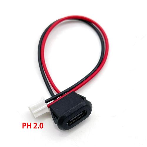 Connecteur USB étanche Type USB-C à 2 broches,compression directe,base  femelle,prise femelle,Interface de chargement avec fil à souder - Type  JQ-118H