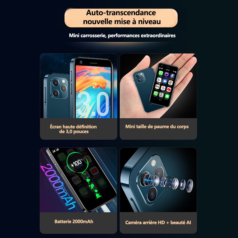 SOYES XS12 Petit Smartphone 3,0 Pouces Android 10.0 Face ID ... - 2