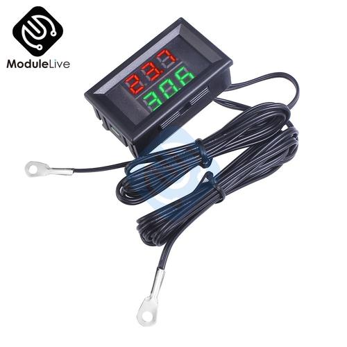 Thermomètre numérique avec capteur de température, avec câble de sonde NTC,  affichage LED 0.28 pouces, 4-28V 5V 12V, double rouge, bleu, vert - Type  Green Red
