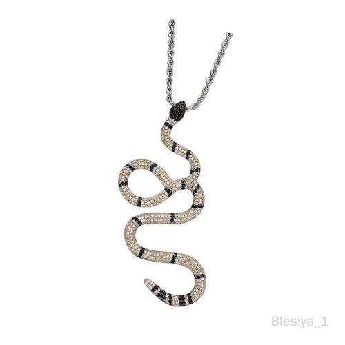 Chaine Collier Pendentif Serpent En Strass Bijoux Charmant En Cuivre Non Allergique Argent + Blanc