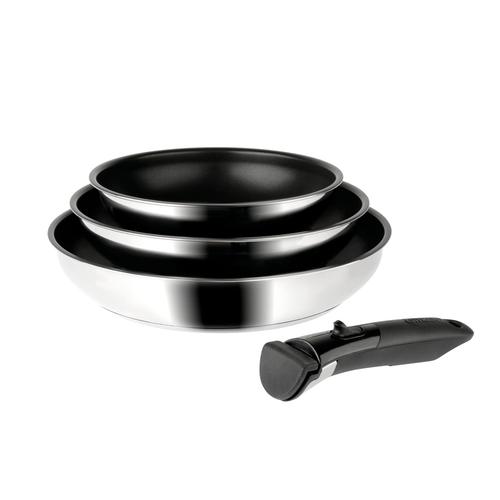 Sitram 713510 Set De 3 Poêles Arpege Inox Revêtues: Ø 20, 24, 28 Cm Avec Poignée Amovible