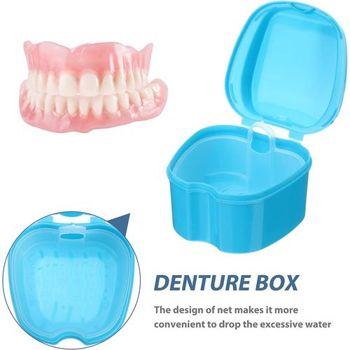 Bleu Clair Boîte à Dentier avec Panier Boîte de Rangement Appareil Dentaire  Bleu pour Protège Dents