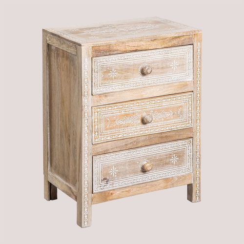 Table De Chevet En Bois De Manguier Bakam Bois Blanc Vintage