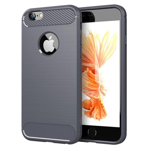 Cadorabo Housse Compatible Avec Apple Iphone 6 / 6s En Brushed Gris - Étui De Protection En Silicone Tpu Flexible, Aspect Inox Et Fibre De Carbone