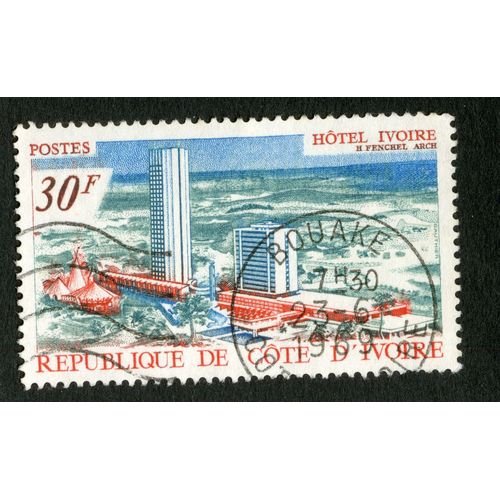 Timbre Oblitéré République De Côte D'ivoire, Hôtel D'ivoire, Postes, 30 F