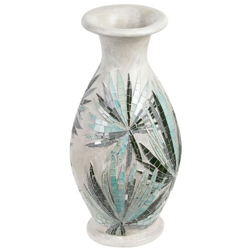 Terre cuite Vase décoratif 53 cm Blanc Bleu RAWAS