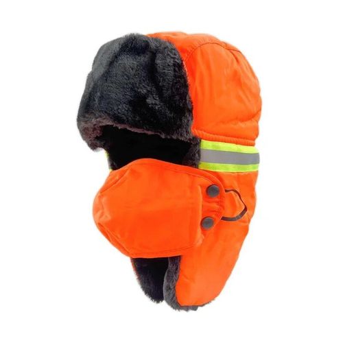 Casting Bright Neon Orange Chapeaux D'hiver À Oreillettes Pour Femmes Et Hommes,Chapeau De Bombardier De Travail En Plein Air,Fourrure,Style Russe