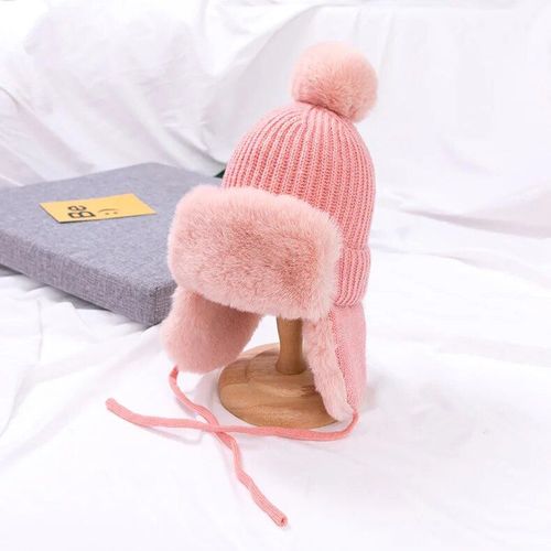 Chapeau À Rabat Pour Enfants,En Coton,Chaud,En Peluche,Bonnet Tricoté,Pour L'extérieur,Cadeaux,