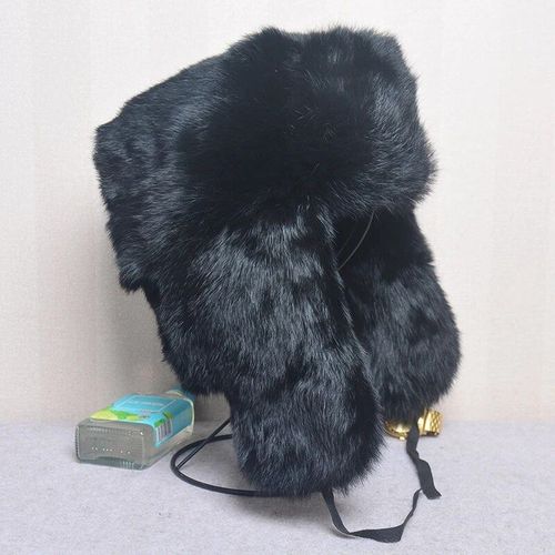 Chapeau De Bombardier Épais Et Chaud Pour Hommes,En Vraie Fourrure De Lapin,Couvre-Chef Russe,Grande Taille,Pour L'hiver