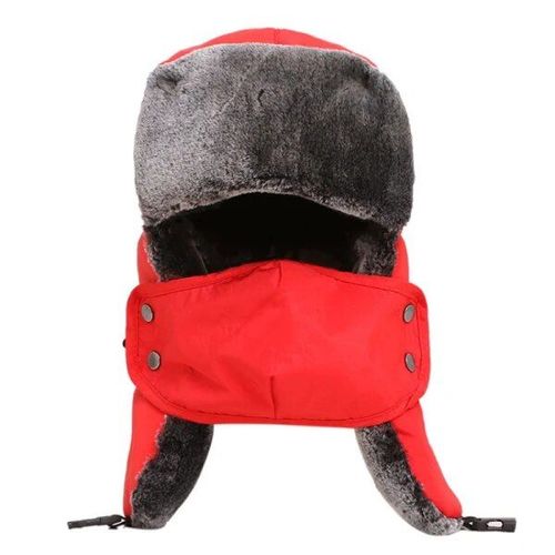 Chapeau De Bombardier Épais Pour Hommes Et Femmes,Chapeau D'hiver Solide,Noir,Rouge,Couvre-Chef Avec Masque,Coupe-Vent,Fourrure Russe,Ushanka,Ht1387