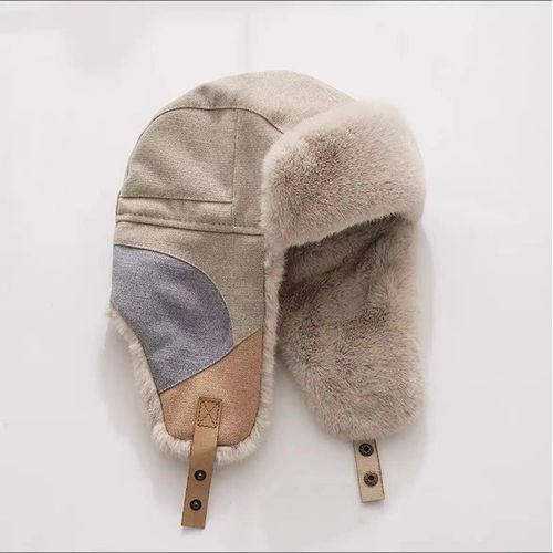 Chapeau De Pilote À Oreillettes Pour Homme,Épais Et Chaud,Coupe-Vent,Épissage Faux Lapin,Russe Ushanka Bomber Trared Cap,Hiver