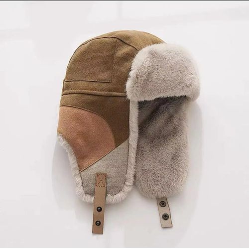 Chapeau De Pilote À Oreillettes Pour Homme,Épais Et Chaud,Coupe-Vent,Épissage Faux Lapin,Russe Ushanka Bomber Trared Cap,Hiver