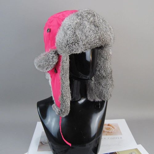 Chapeau De Trappeur En Fourrure De Lapin Russe Pour Hommes,Épais,Véritable Fourrure De Lapin D'hiver,Plein Pelage,Bombardier D'extérieur,
