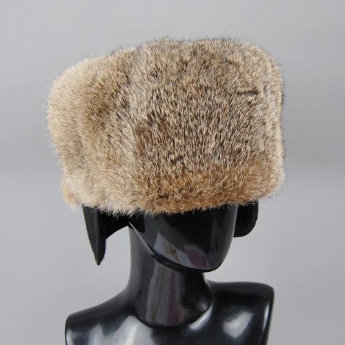 Chapeau Bombardier En Fourrure De Lapin Pour Homme,Super Chaud,Naturel,Complet,Russe,Hiver