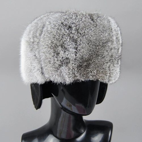 Chapeau Bombardier En Fourrure De Lapin Pour Homme,Super Chaud,Naturel,Complet,Russe,Hiver