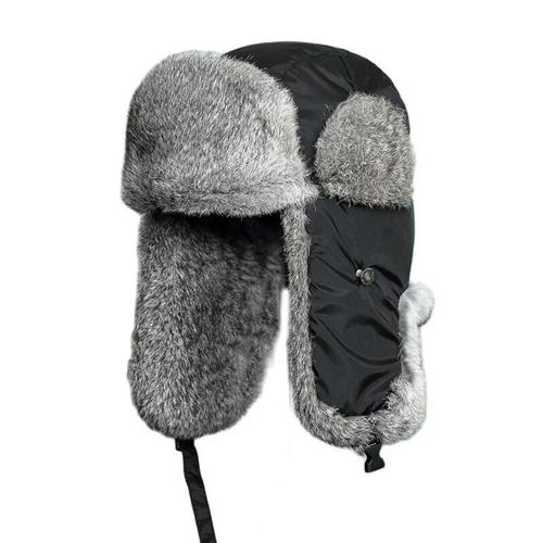 Béret En Fourrure De Lapin Véritable Pour Hommes,Bonnet D'oreille,Chapeaux Russes,Garder Au Chaud,Haute Qualité,Hiver,2024