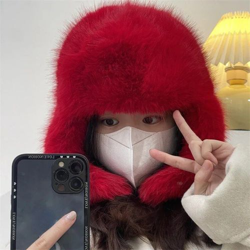 Casquette De Protection Des Oreilles En Peluche Pour Hommes Et Femmes,Coupe-Vent,Bleu,Vison 216.239.,Chapeau Lei Feng,Chapeaux Russes,Chaud,Extérieur,Rétro,Hiver,2023