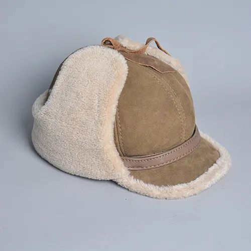 Chapeau De Bombardier En Cuir Pour Hommes,Fourrure,Laine D'agneau,Oreillettes Optiques Chaudes,Casquette De Baseball,Chapeau Russe,Haute Qualité,Hiver,2024
