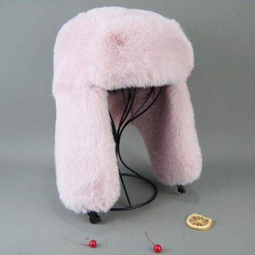 Chapeau De Bombardier En Fausse Fourrure De Lapin Rex Pour Hommes Et Femmes,Casquette Unisexe,Peau Blanche,Russe,Luxe,Hiver,2023