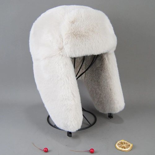 Chapeau De Bombardier En Fausse Fourrure De Lapin Rex Pour Hommes Et Femmes,Casquette Unisexe,Peau Blanche,Russe,Luxe,Hiver,2023