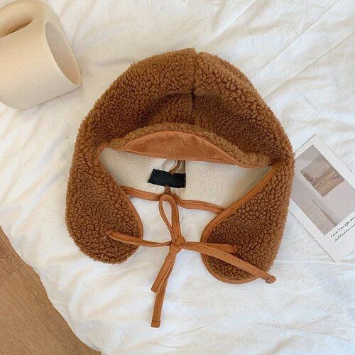 Chapeau De Protection Des Oreilles Épais En Laine D'agneau Pour Hommes Et Femmes,Coupe-Vent,Équitation,Chapeau Lei Feng,Hiver,Plus Sourire,Visage Mignon,Petit Chapeau Chaud