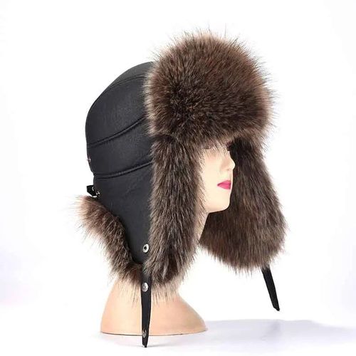 Casquette En Faux Poils De Renard Pour Hommes,Couvre-Chef D'hiver Russe,Chaud,Haut De Gamme,Cadeau D'anniversaire