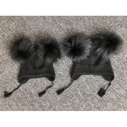 Bonnet À Pompon En Fourrure De Raton Laveur Pour Enfants,Chapeaux Tricotés,Angora,Mignons