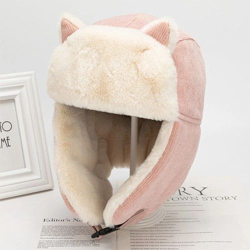 Cagoule Avec Protection Des Oreilles Pour Femme,Chapeau Épais,Bonnet Chaud,Bonnets Coupe-Vent Russes,Casquette Aviateur,Mode D'hiver,