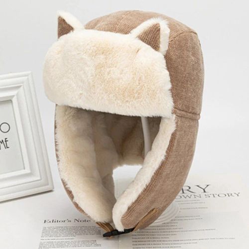 Cagoule Avec Protection Des Oreilles Pour Femme,Chapeau Épais,Bonnet Chaud,Bonnets Coupe-Vent Russes,Casquette Aviateur,Mode D'hiver,