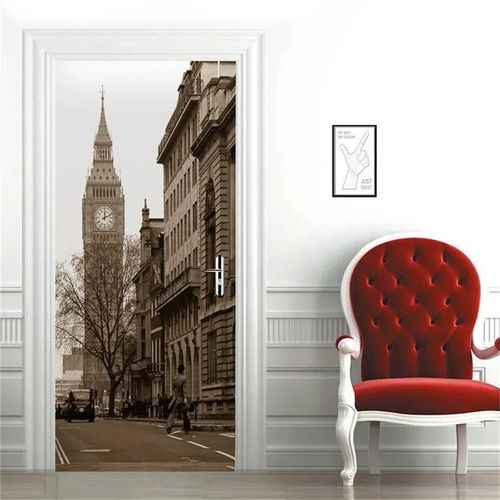Autocollant de porte 3D autocollant New York Brooklyn Bridge,décoration de couloir,papier peint de salon,conception moderne,décalcomanies de couverture de porte