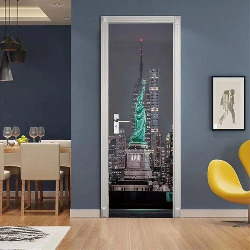 Autocollant de porte 3D autocollant New York Brooklyn Bridge,décoration de couloir,papier peint de salon,conception moderne,décalcomanies de couverture de porte
