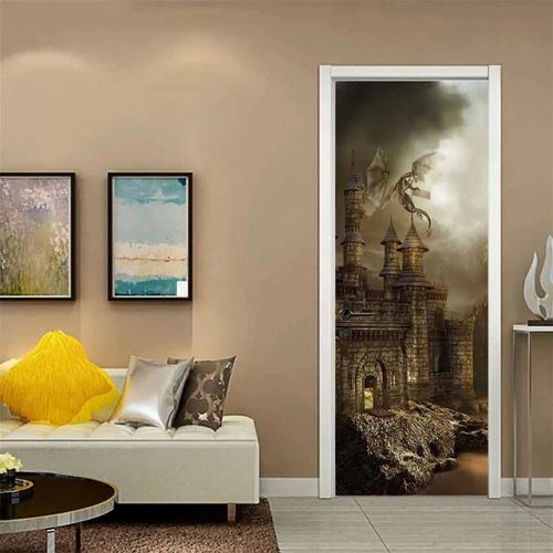 Autocollant de porte 3D autocollant New York Brooklyn Bridge,décoration de couloir,papier peint de salon,conception moderne,décalcomanies de couverture de porte
