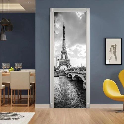 Autocollant de porte 3D autocollant New York Brooklyn Bridge,décoration de couloir,papier peint de salon,conception moderne,décalcomanies de couverture de porte