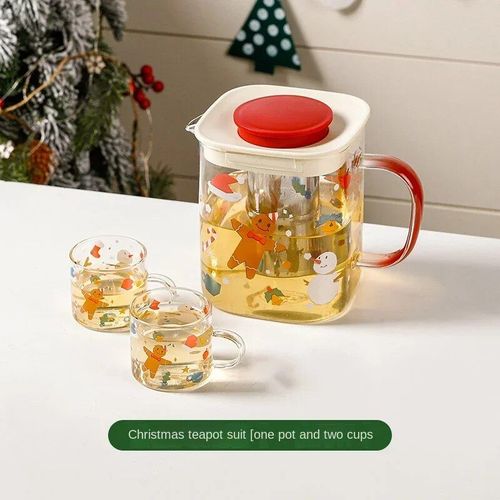 Théière en verre de Noël,théière électrique,pot de santé,fleur,service à thé,maison - Type Teapot suit 3pieces