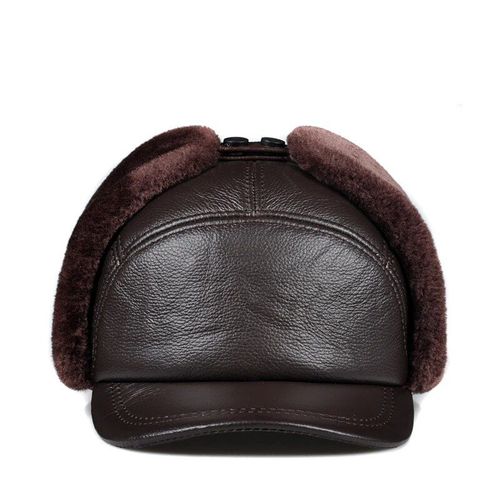 Chapeau D'hiver En Fausse Fourrure Pour Homme,Casquette De Bombardier En Velours Épais,Oreillette De Moto Pour Personnes Âgées,Coupe-Vent,