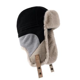 Chapeau Russe À Rabat Pour Homme Et Femme,Casquette De Pilote,Épissage Coréen,Faux Lapin,Piège À Bombe,Épais Et Chaud,Ski,Hiver