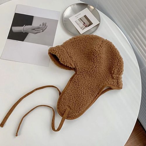 Chapeau En Laine D'agneau Élpour Filles,Casquette Pilote Trooper,Casquettes À Oreillettes Russes Coupe-Vent,Chapeaux De Ski De Neige,Style Coréen,Chaud,Hiver,2023