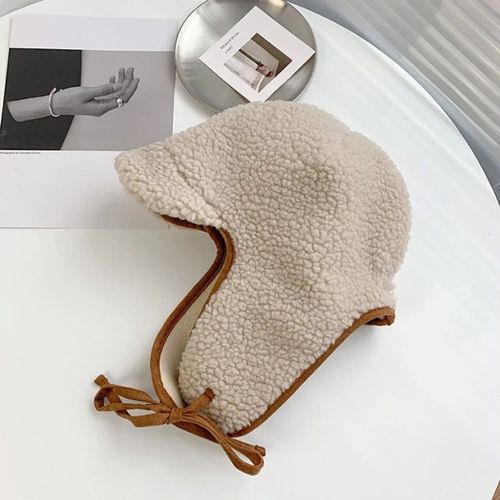 Chapeau En Laine D'agneau Élpour Filles,Casquette Pilote Trooper,Casquettes À Oreillettes Russes Coupe-Vent,Chapeaux De Ski De Neige,Style Coréen,Chaud,Hiver,2023