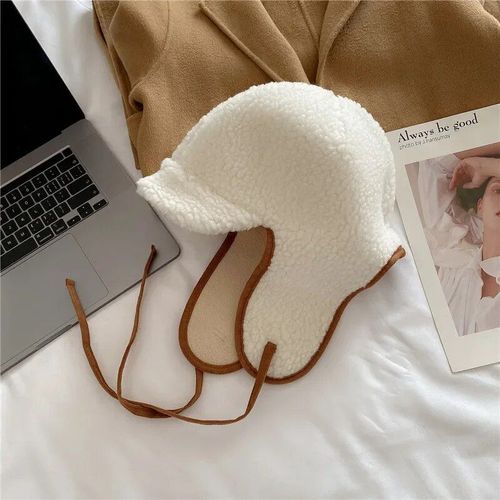 Chapeau En Laine D'agneau Élpour Filles,Casquette Pilote Trooper,Casquettes À Oreillettes Russes Coupe-Vent,Chapeaux De Ski De Neige,Style Coréen,Chaud,Hiver,2023