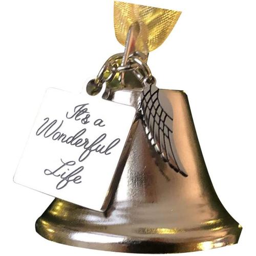 Christmas Angel Bells C'est une vie merveilleuse des ailes d'ange ornement de Noël penseur décor carré plaque