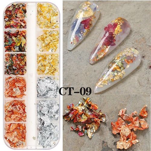 Ensemble De Décalcomanies À Paillettes Acryliques Pour Faux Ongles N64.Tips,Décoration De Beauté,Outils De Manucure,Souris,12 Couleurs - Type Ct09 New
