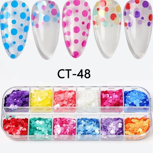 Ensemble De Décalcomanies À Paillettes Acryliques Pour Faux Ongles N64.Tips,Décoration De Beauté,Outils De Manucure,Souris,12 Couleurs - Type Ct48