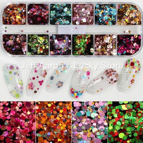 Ensemble De Décalcomanies À Paillettes Acryliques Pour Faux Ongles N64.Tips,Décoration De Beauté,Outils De Manucure,Souris,12 Couleurs - Type Ct18